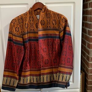 Ladies size 8 gold, orange and black jacket by Coldwater Creek.